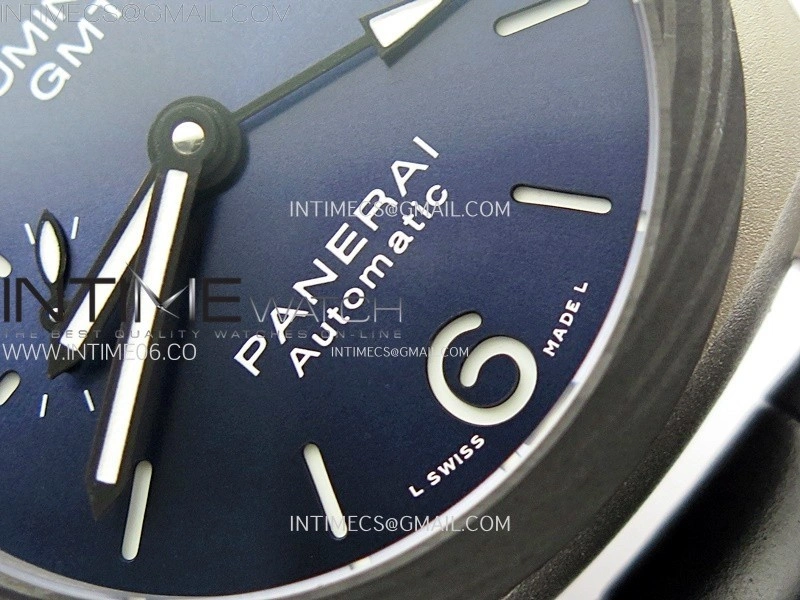PAM1279 X Luminor GMT 42mm Titanium VSF 1:1 Best Edition Blue Dial on Black Leather Strap P.9011 Super Clone